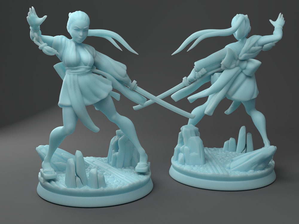 Female Wizard Miniature | Twin Goddess Miniatures | Tabletop RPG Miniature | Roleplaying 3D Printed Fantasy Mini - 3DPrintDen