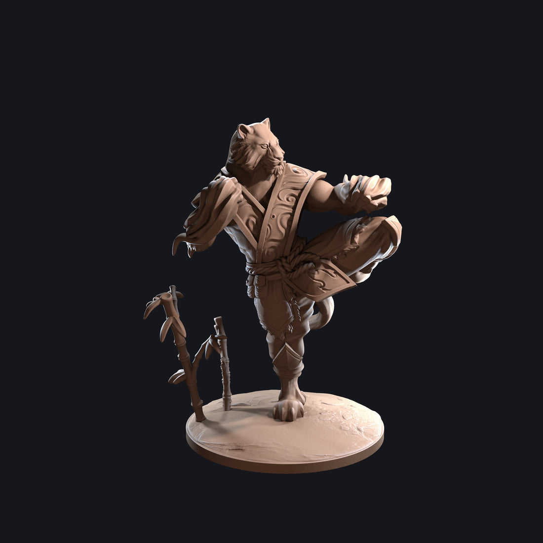 Tiger Monk Miniature, Kai | Tabletop RPG Miniature | Dragon Trappers Lodge | Roleplaying 3D Printed Fantasy Mini - 3DPrintDen