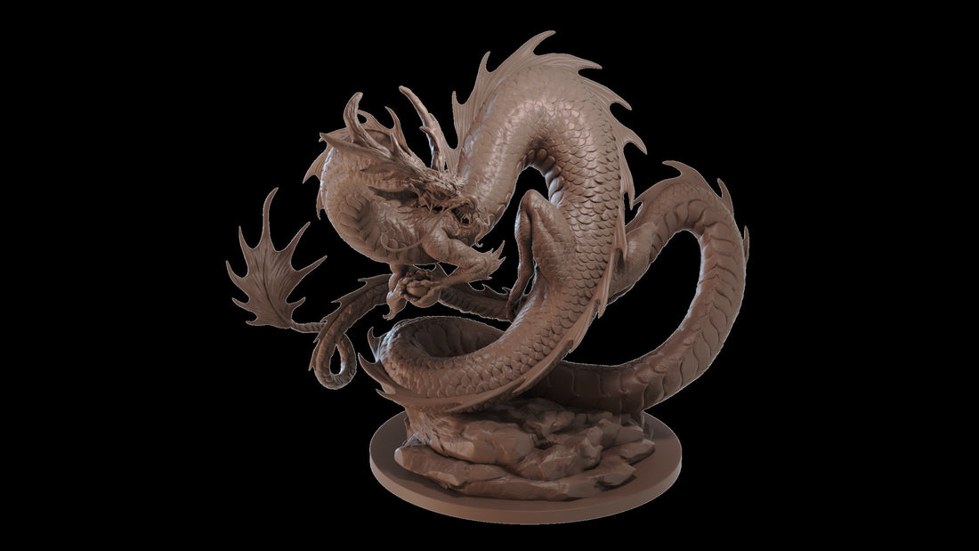 Fire Dragon Miniature | Tabletop RPG Miniature | Dragon Trappers Lodge | Roleplaying 3D Printed Fantasy Mini - 3DPrintDen