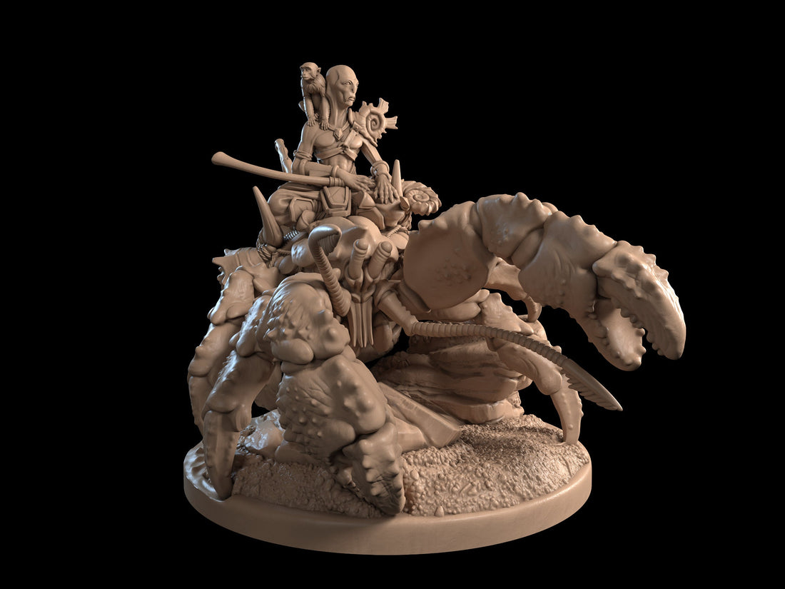 Crab Mount Miniature, Scissorlock | Tabletop RPG Miniature | Dragon Trappers Lodge | Roleplaying 3D Printed Fantasy Mini - 3DPrintDen