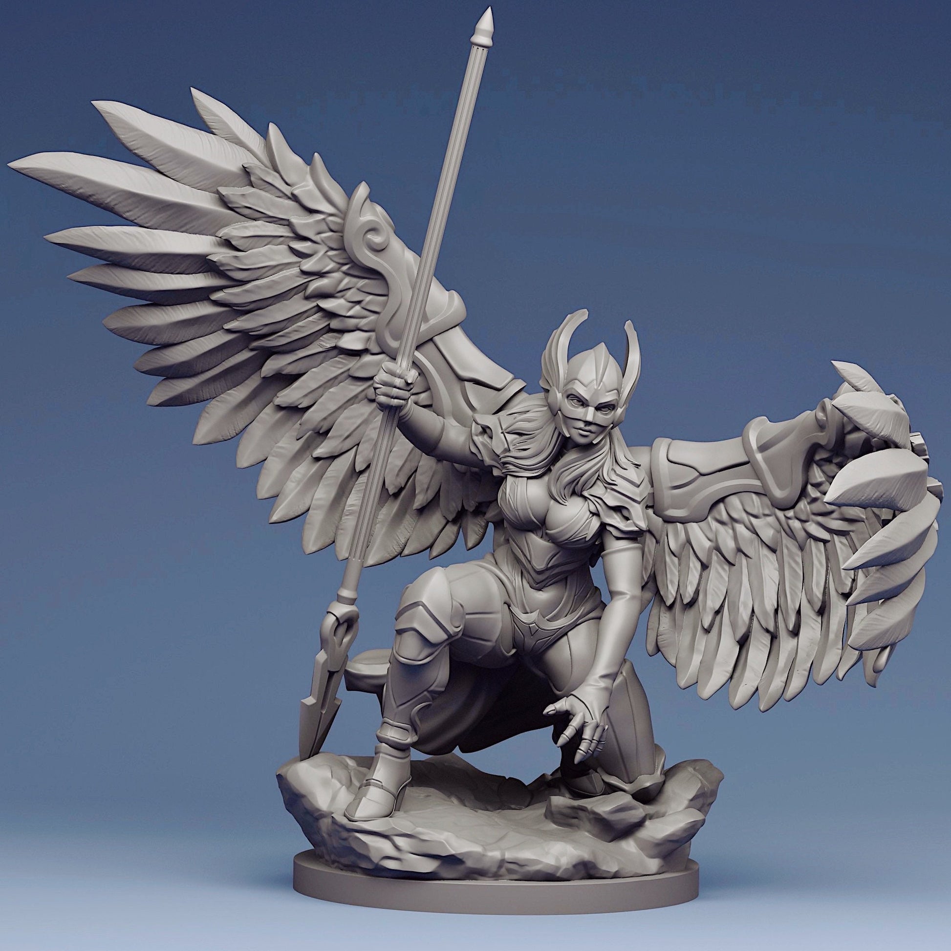 Valkyrie's Revenge Miniature | Tabletop RPG Miniature | Creature Armory | Roleplaying 3D Printed Fantasy Mini - 3DPrintDen