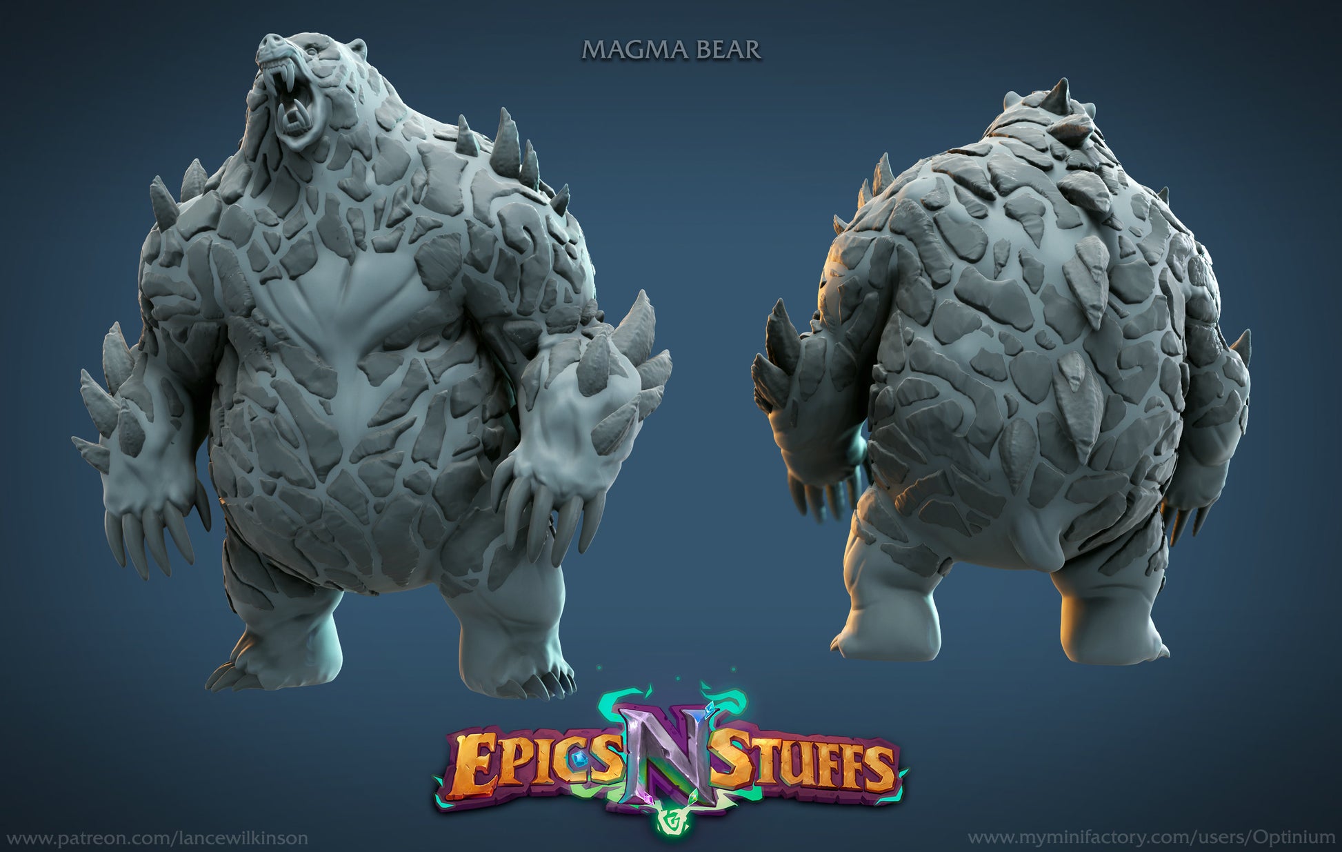 Bear | Tabletop RPG Miniature | Epic 'N' Stuff | Roleplaying 3D Printed Fantasy Mini - 3DPrintDen