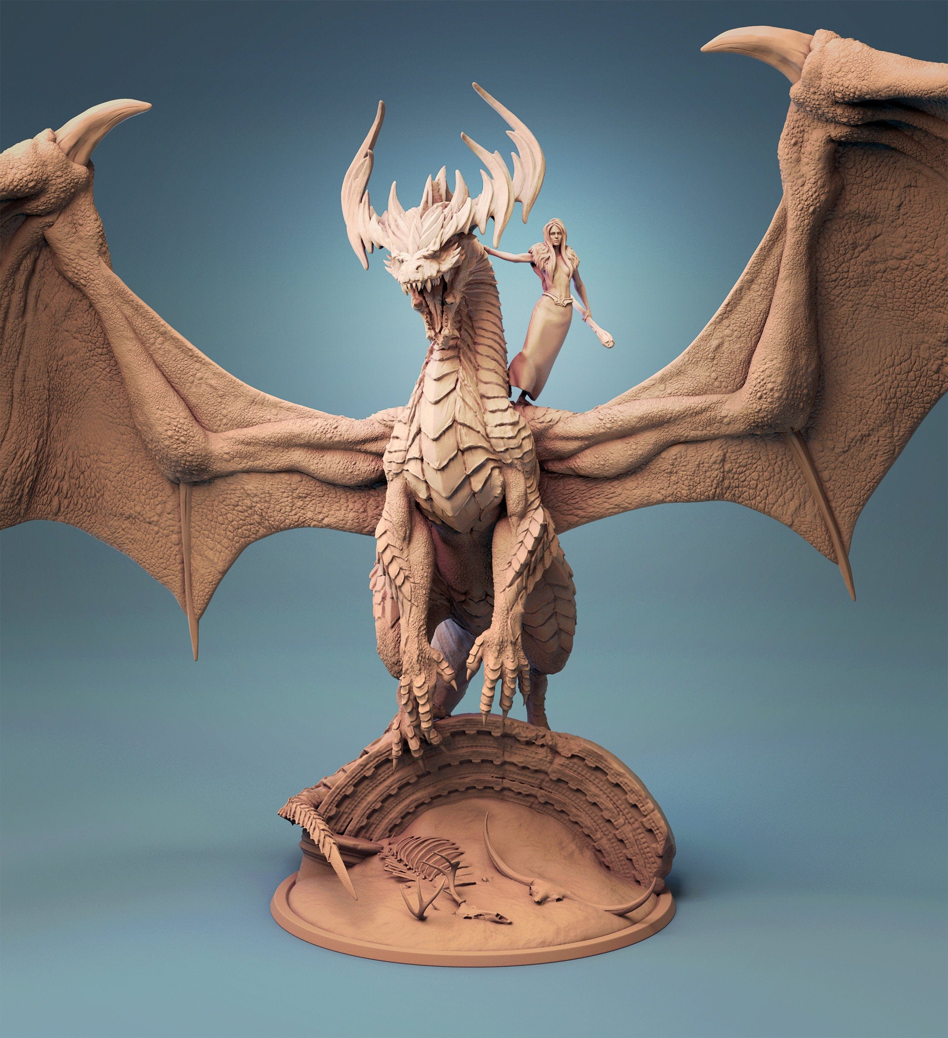 Ancient Green Dragon Miniature | Tabletop RPG Miniature | Rescale Miniature | Roleplaying 3D Printed Fantasy Mini - 3DPrintDen