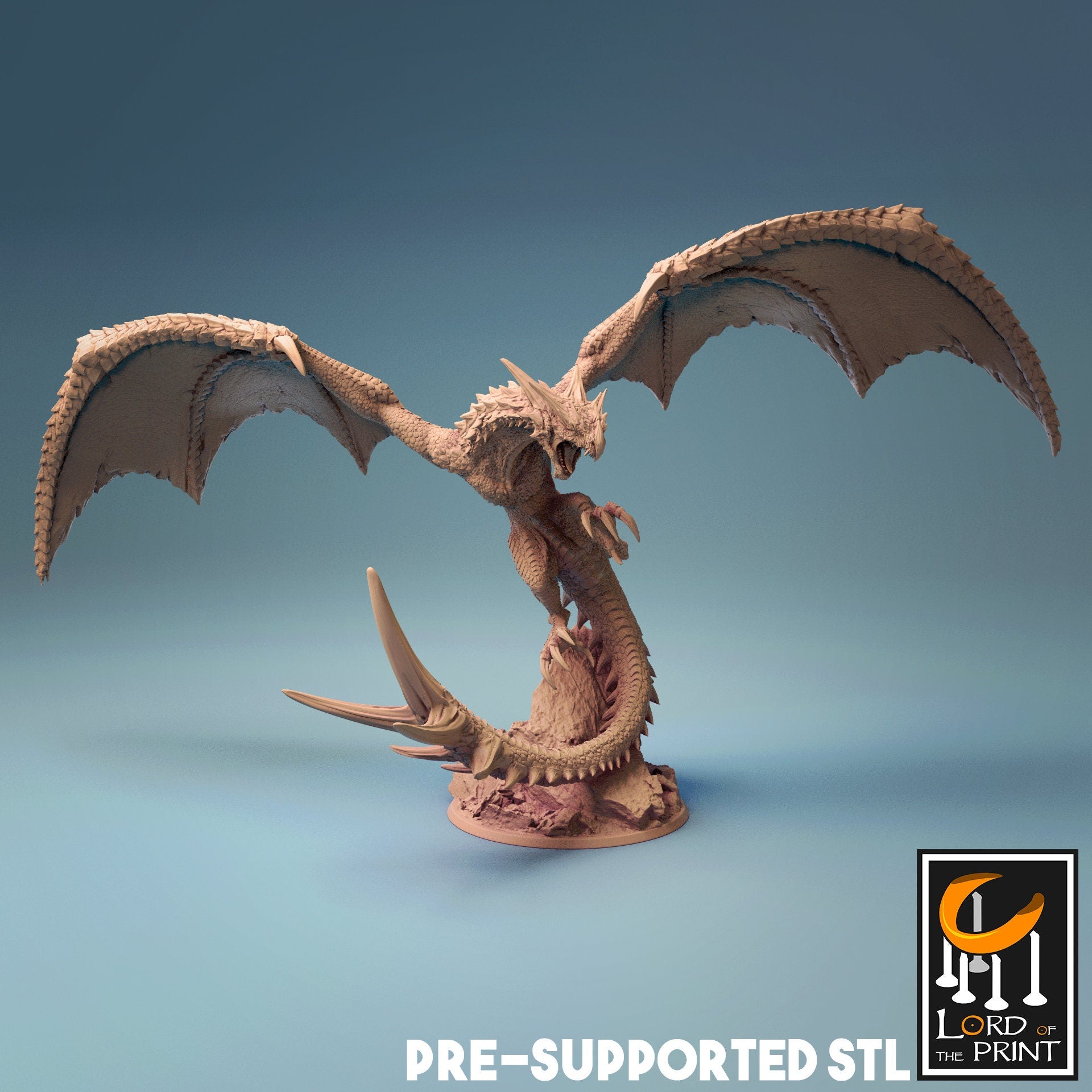 Wyvern Miniature | Tabletop RPG Miniature | Rescale Miniature | Roleplaying 3D Printed Fantasy Mini - 3DPrintDen