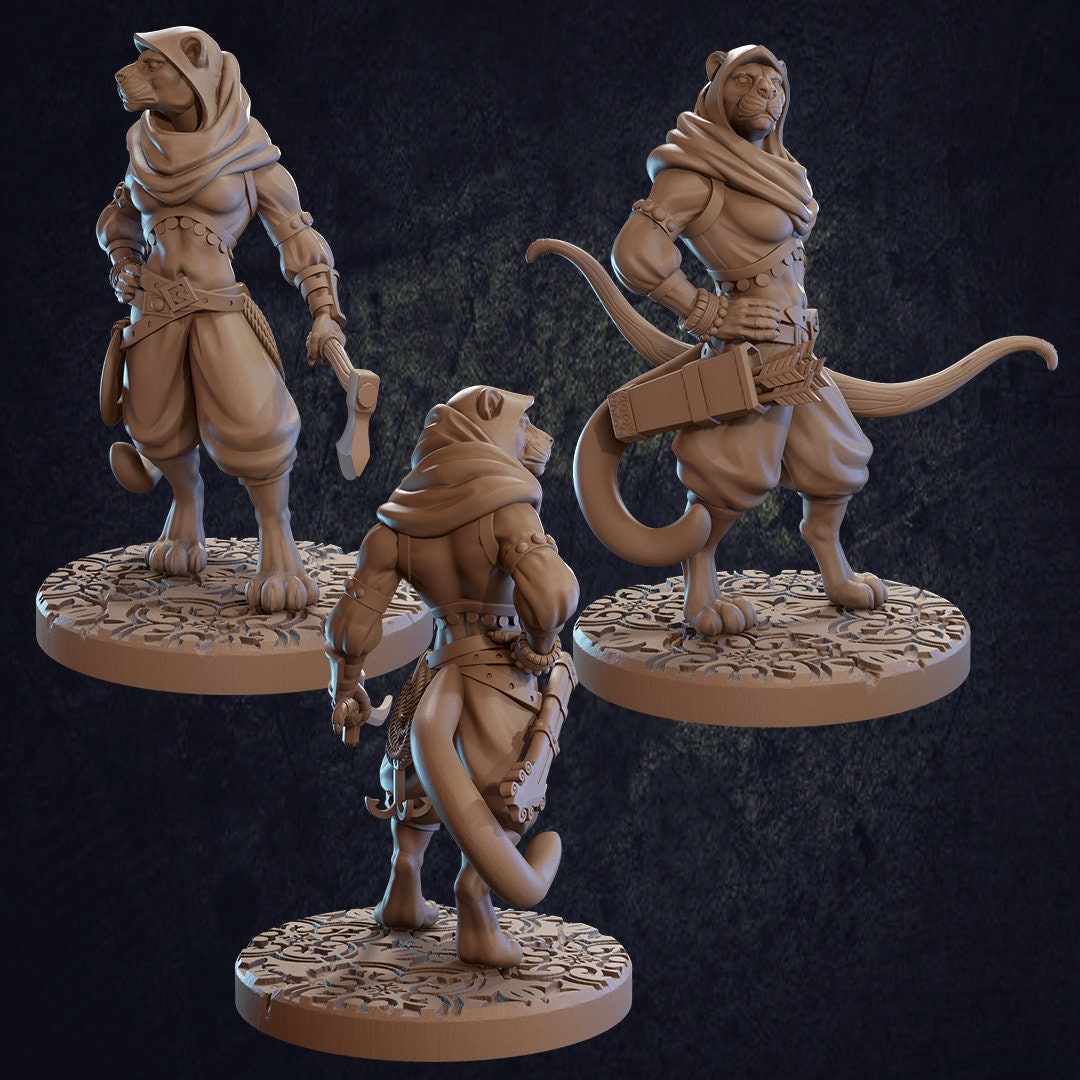 Female Leopard Ranger, Taja | Tabletop RPG Miniature | Dragon Trappers Lodge | Roleplaying 3D Printed Fantasy Mini - 3DPrintDen