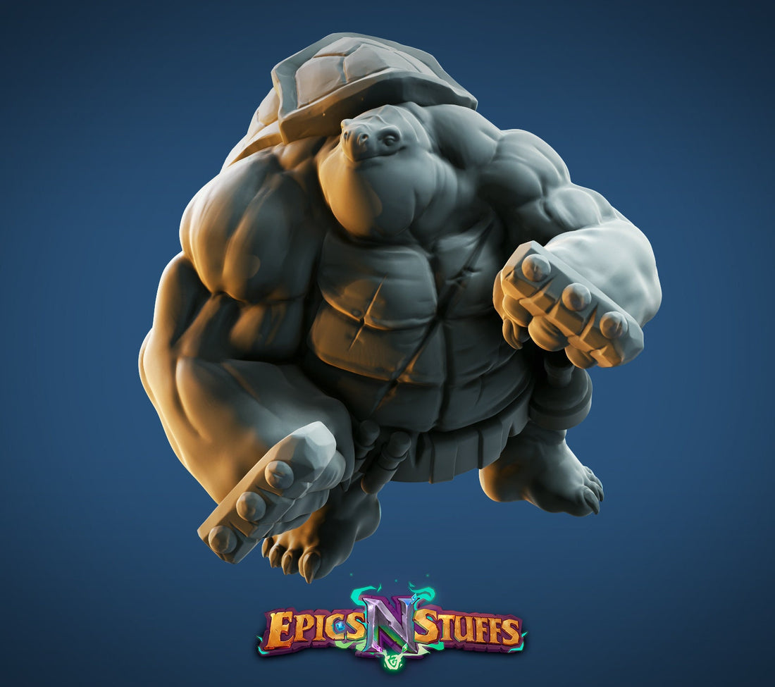 Tortle Brawler Miniature | Tabletop RPG Miniature | Epic 'N' Stuff | Roleplaying 3D Printed Fantasy Mini - 3DPrintDen