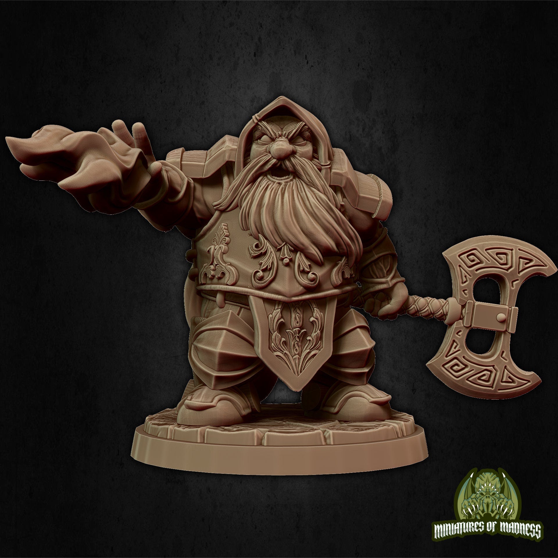 Dwarf Eldritch Knight Minature, Dorfas | Tabletop RPG Miniature | Miniatures of Madness | Roleplaying 3D Printed Fantasy Mini - 3DPrintDen