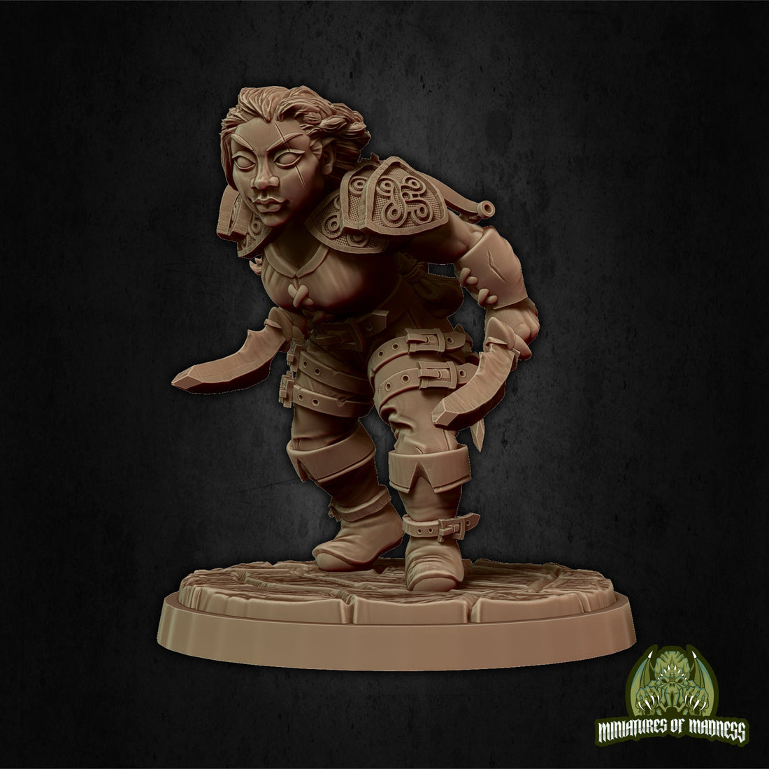 Dwarf Rogue Miniature, Felin Fastep | Tabletop RPG Miniature | Miniatures of Madness | Roleplaying 3D Printed Fantasy Mini - 3DPrintDen