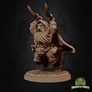 Dwarf Rogue Miniature, Kogan the Raider | Tabletop RPG Miniature | Miniatures of Madness | Roleplaying 3D Printed Fantasy Mini - 3DPrintDen