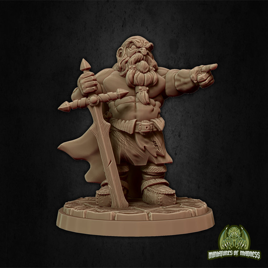 Dwarf Veteran Miniature, Nurin the Averse | Tabletop RPG Miniature | Miniatures of Madness | Roleplaying 3D Printed Fantasy Mini - 3DPrintDen