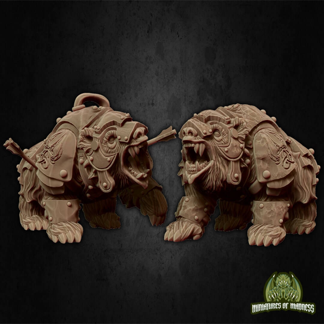 Warbear Mount, Dwarf Rider | Tabletop RPG Miniature | Miniatures of Madness | Roleplaying 3D Printed Fantasy Mini - 3DPrintDen