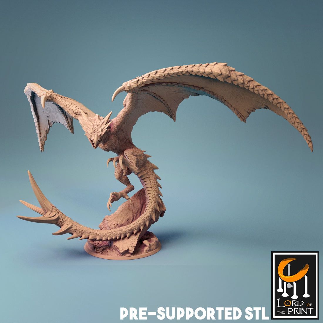 Wyvern Miniature | Tabletop RPG Miniature | Rescale Miniature | Roleplaying 3D Printed Fantasy Mini - 3DPrintDen