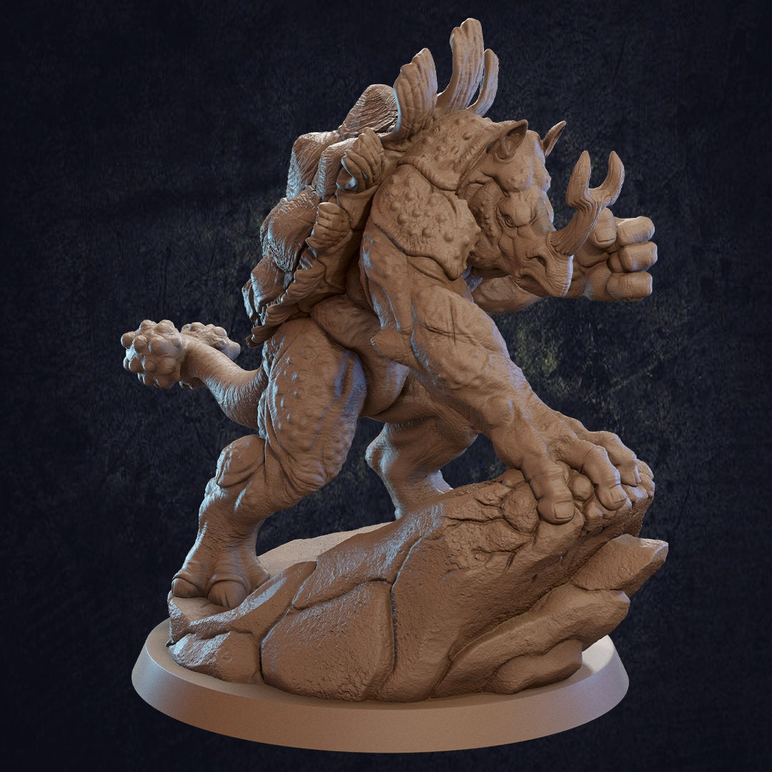 Rhino Turtle Miniature | Tabletop RPG Miniature | Dragon Trappers Lodge | Roleplaying 3D Printed Fantasy Mini - 3DPrintDen