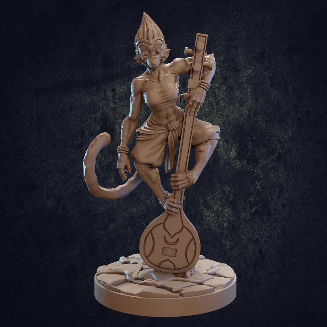 Female Ape Bard Miniature, Mali | Tabletop RPG Miniature | Dragon Trappers Lodge | Roleplaying 3D Printed Fantasy Mini - 3DPrintDen