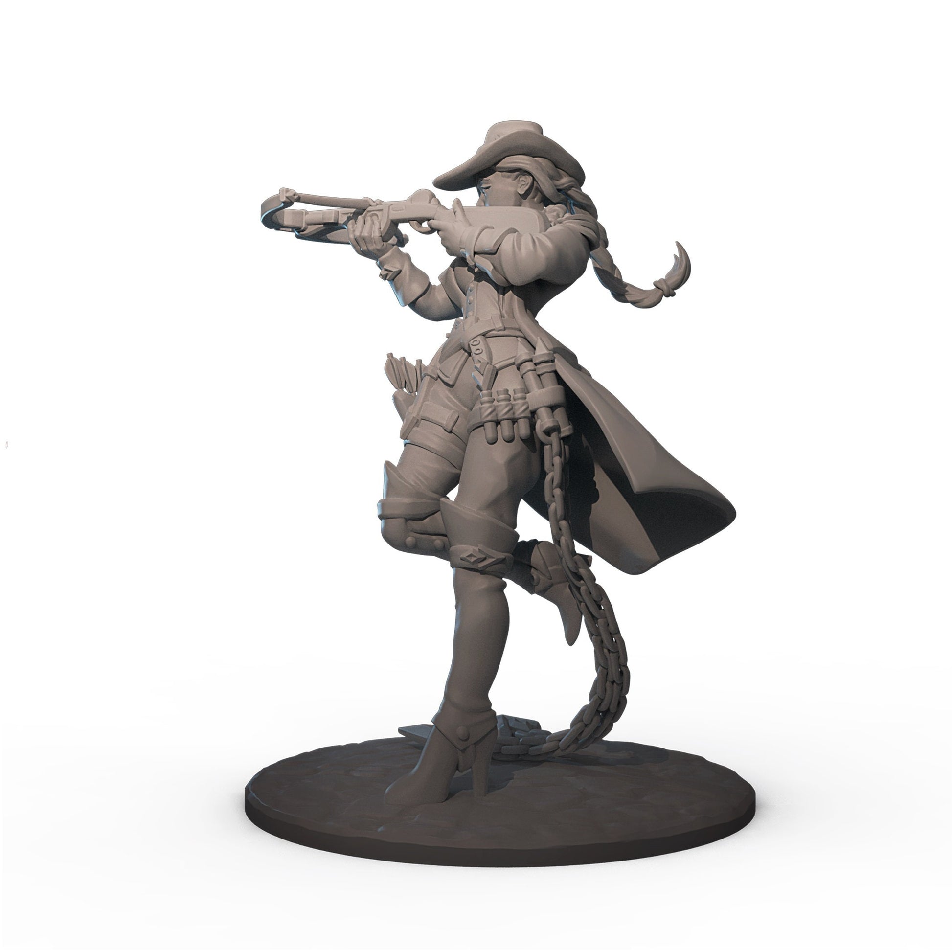 Female Hunter Miniature, Dana | Tabletop RPG Miniature | Great Grimoire | Roleplaying 3D Printed Fantasy Mini - 3DPrintDen