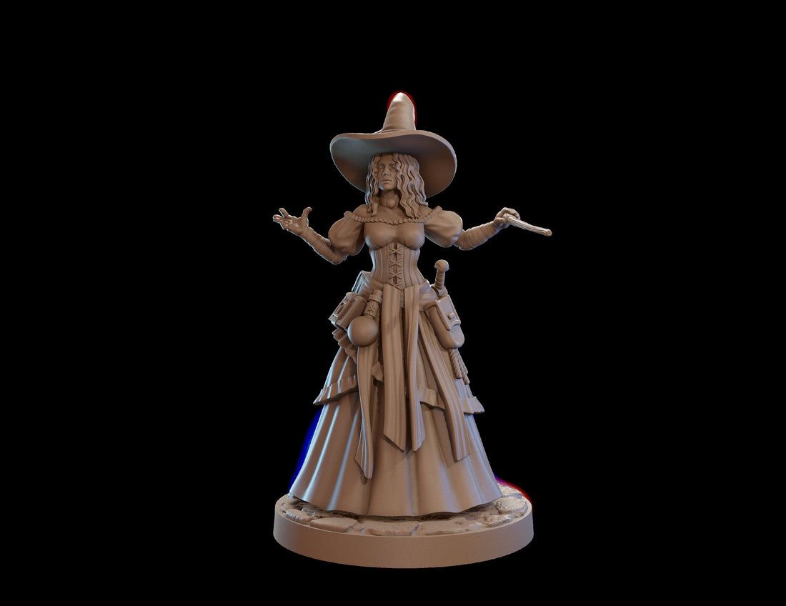 Female Wizard Miniature, Lilith | Tabletop RPG Miniature | Dragon Trappers Lodge | Roleplaying 3D Printed Fantasy Mini - 3DPrintDen