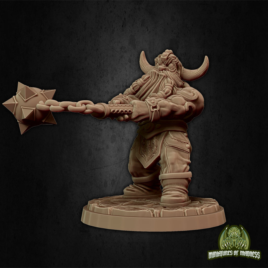 Dwarf Barbarian Miniature, Doli the Smasher | Tabletop RPG Miniature | Miniatures of Madness | Roleplaying 3D Printed Fantasy Mini - 3DPrintDen