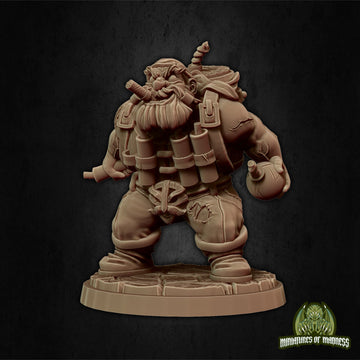 Dwarf Dynamiter Miniature, Dwari | Tabletop RPG Miniature | Miniatures of Madness | Roleplaying 3D Printed Fantasy Mini - 3DPrintDen