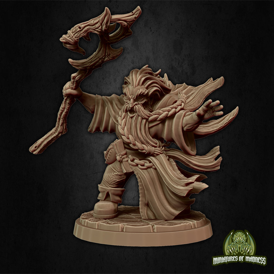 Dwarf Wizard Miniature, Hesur Stormbearer | Tabletop RPG Miniature | Miniatures of Madness | Roleplaying 3D Printed Fantasy Mini - 3DPrintDen