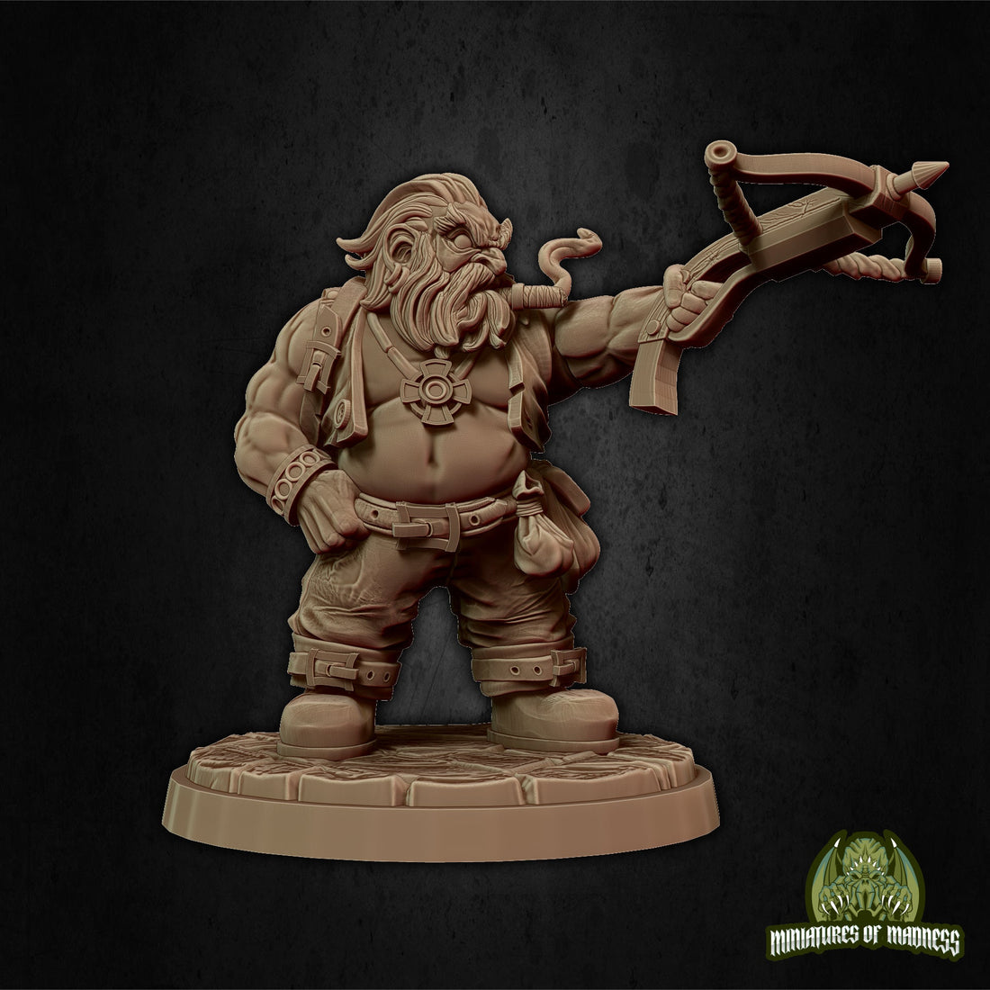 Dwarf Ranger Miniature, Little Bolin Longlook | Tabletop RPG Miniature | Miniatures of Madness | Roleplaying 3D Printed Fantasy Mini - 3DPrintDen