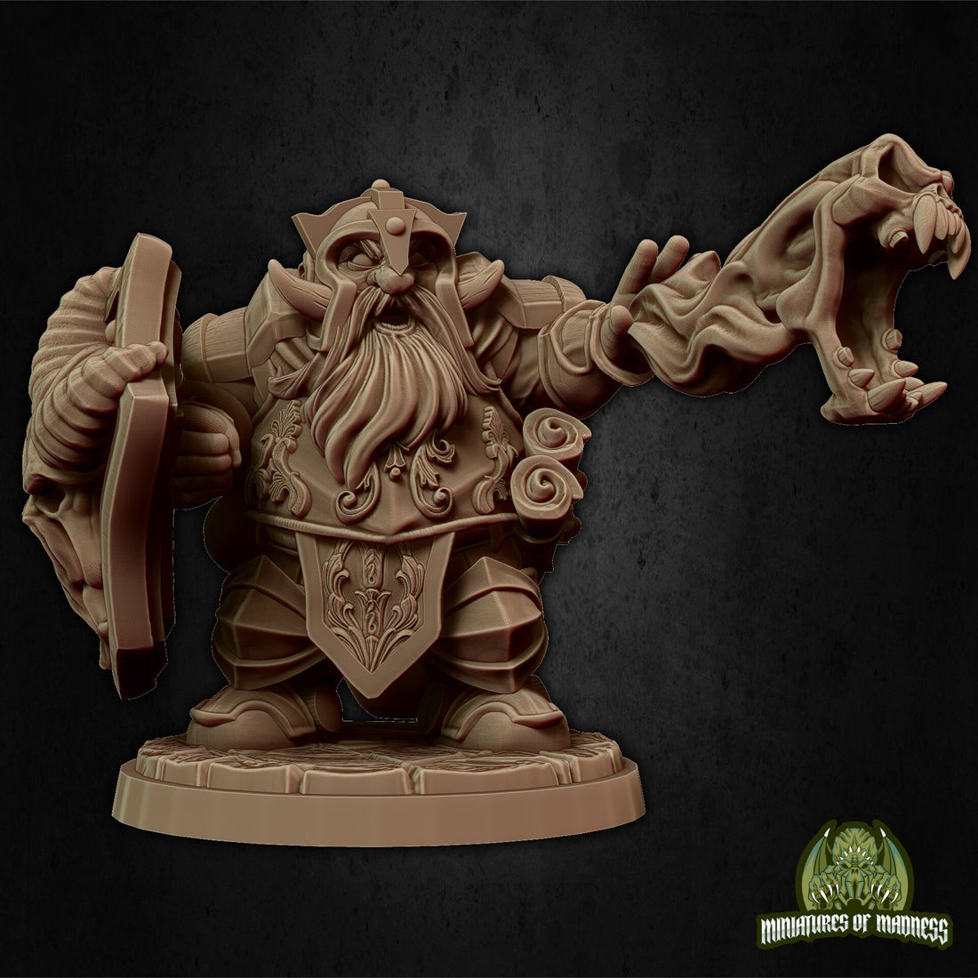 Dwarf Cleric Miniature, Ordain the Insane | Tabletop RPG Miniature | Miniatures of Madness | Roleplaying 3D Printed Fantasy Mini - 3DPrintDen