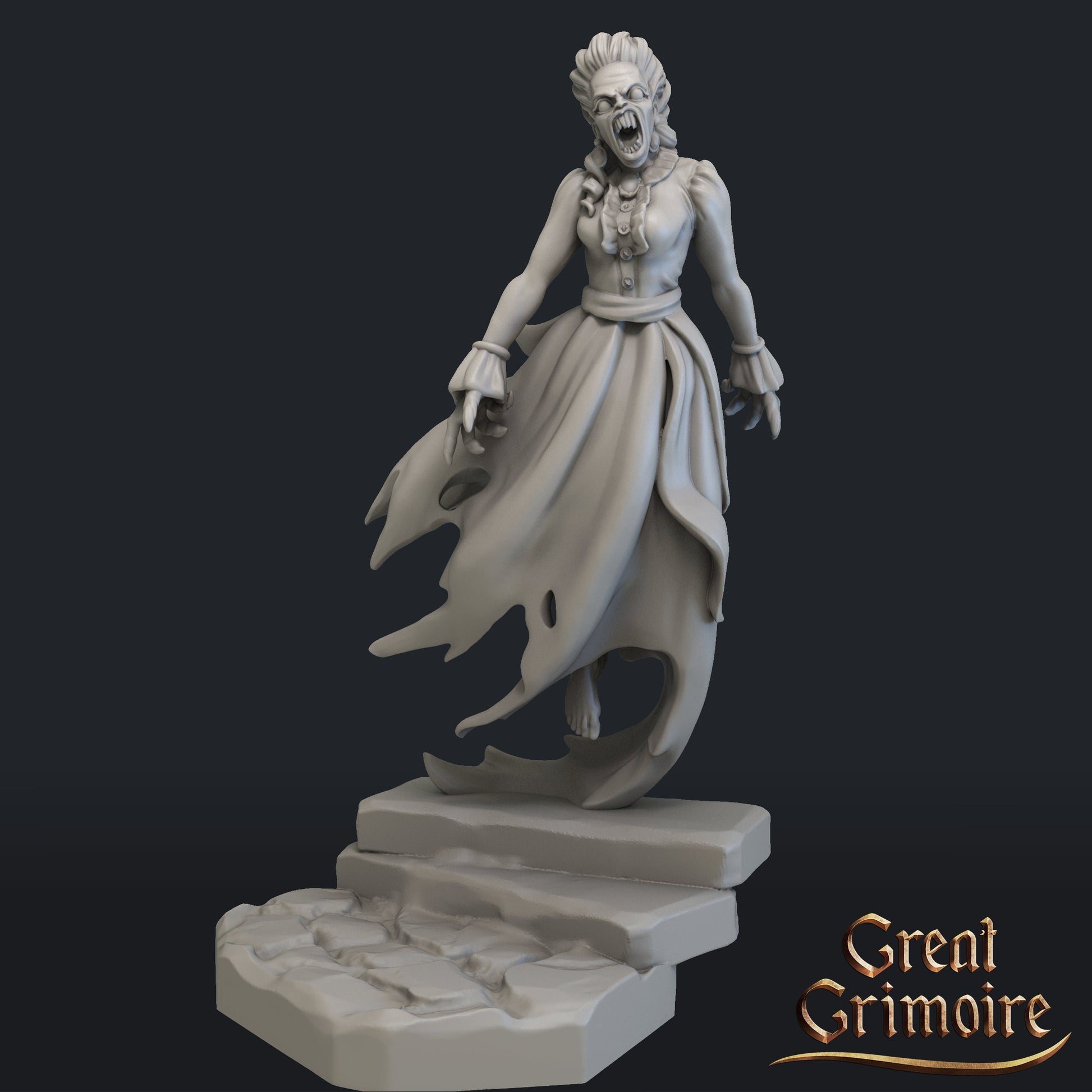 Ghost Miniature | Tabletop RPG Miniature | Great Grimoire | Roleplaying 3D Printed Fantasy Mini - 3DPrintDen