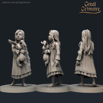 Little Girl Miniature | Tabletop RPG Miniature | Great Grimoire | Roleplaying 3D Printed Fantasy Mini - 3DPrintDen