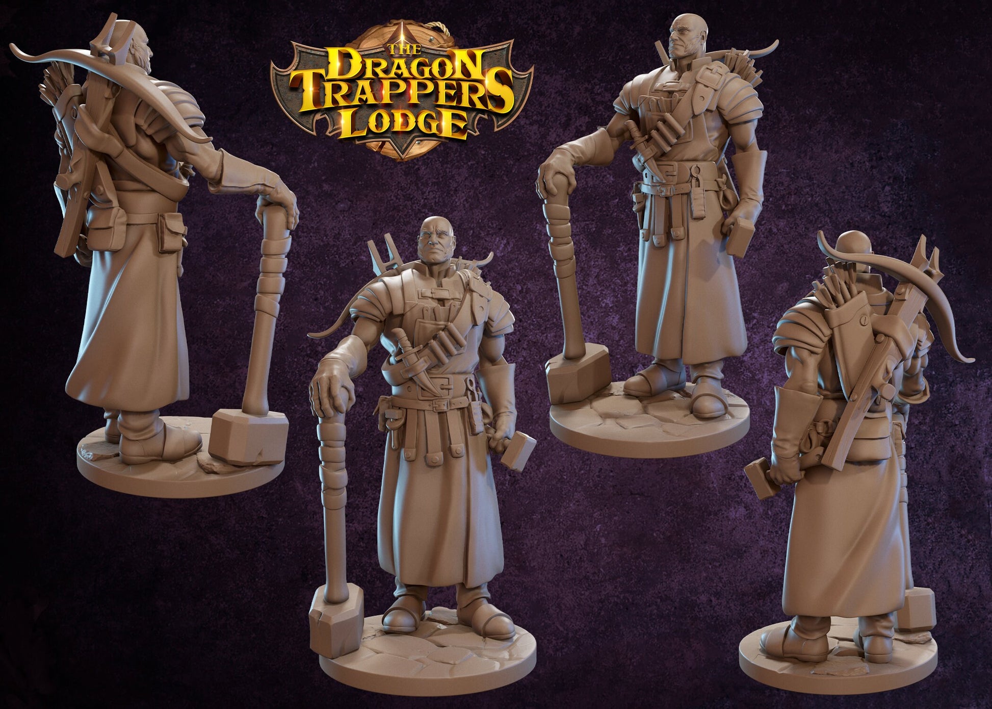 Hunter Miniature, Jeremiah | Tabletop RPG Miniature | Dragon Trappers Lodge | Roleplaying 3D Printed Fantasy Mini - 3DPrintDen