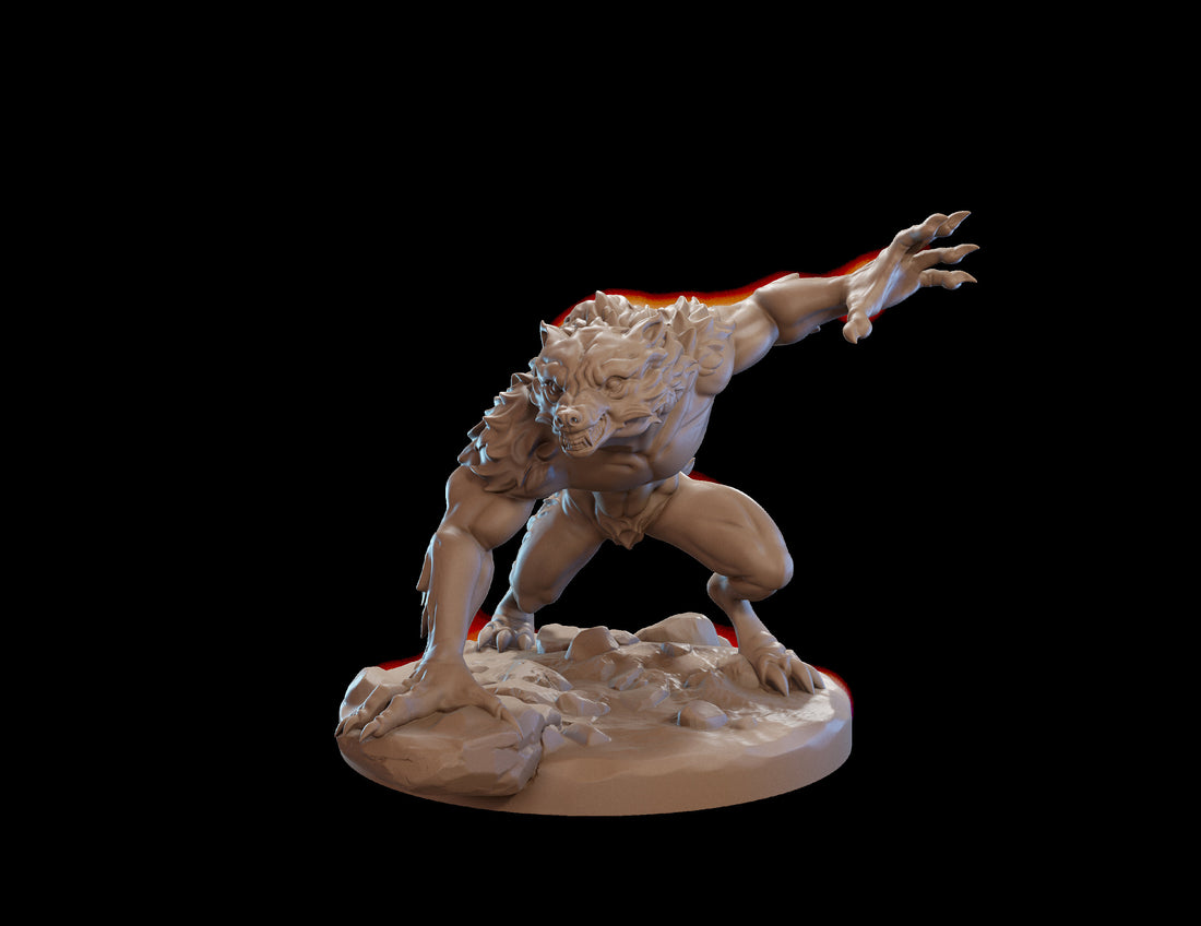 Werewolf Miniature | Tabletop RPG Miniature | Dragon Trappers Lodge | Roleplaying 3D Printed Fantasy Mini - 3DPrintDen