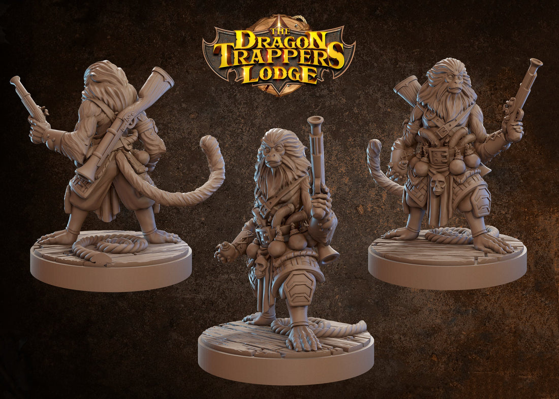 Pirate Monkey Miniature, Boomy | Tabletop RPG Miniature | Dragon Trappers Lodge | Roleplaying 3D Printed Fantasy Mini - 3DPrintDen