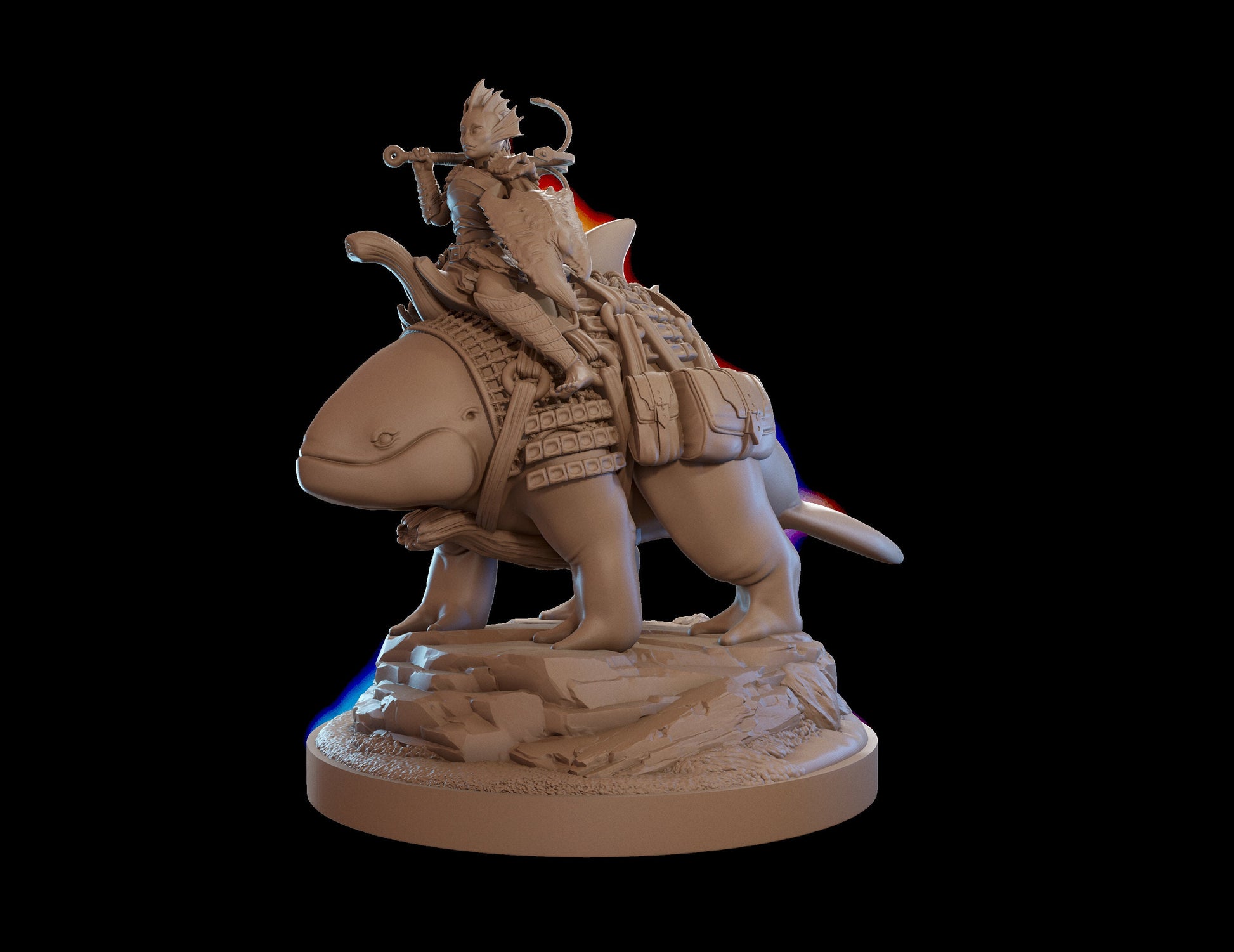 Dolphin Mount Miniature, Mastif | Tabletop RPG Miniature | Dragon Trappers Lodge | Roleplaying 3D Printed Fantasy Mini - 3DPrintDen