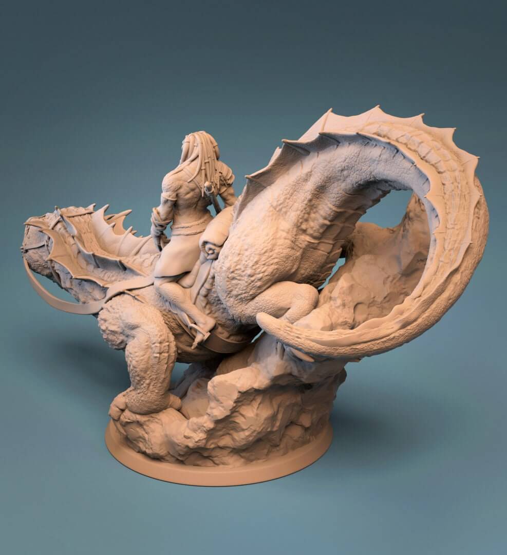 Giant Lizard Mount Miniature | Tabletop RPG Miniature | Rescale Miniature | Roleplaying 3D Printed Fantasy Mini - 3DPrintDen