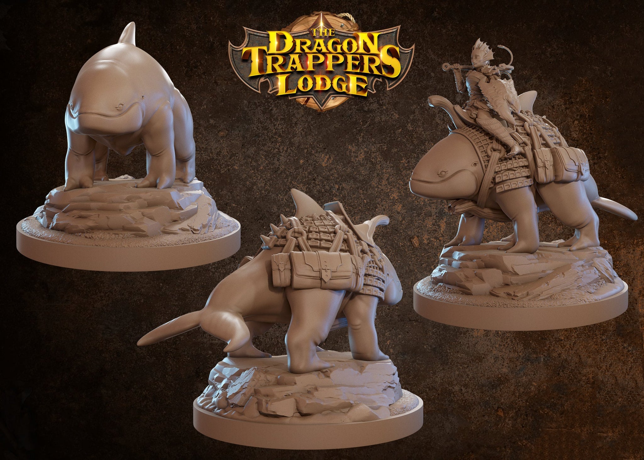 Dolphin Mount Miniature, Mastif | Tabletop RPG Miniature | Dragon Trappers Lodge | Roleplaying 3D Printed Fantasy Mini - 3DPrintDen