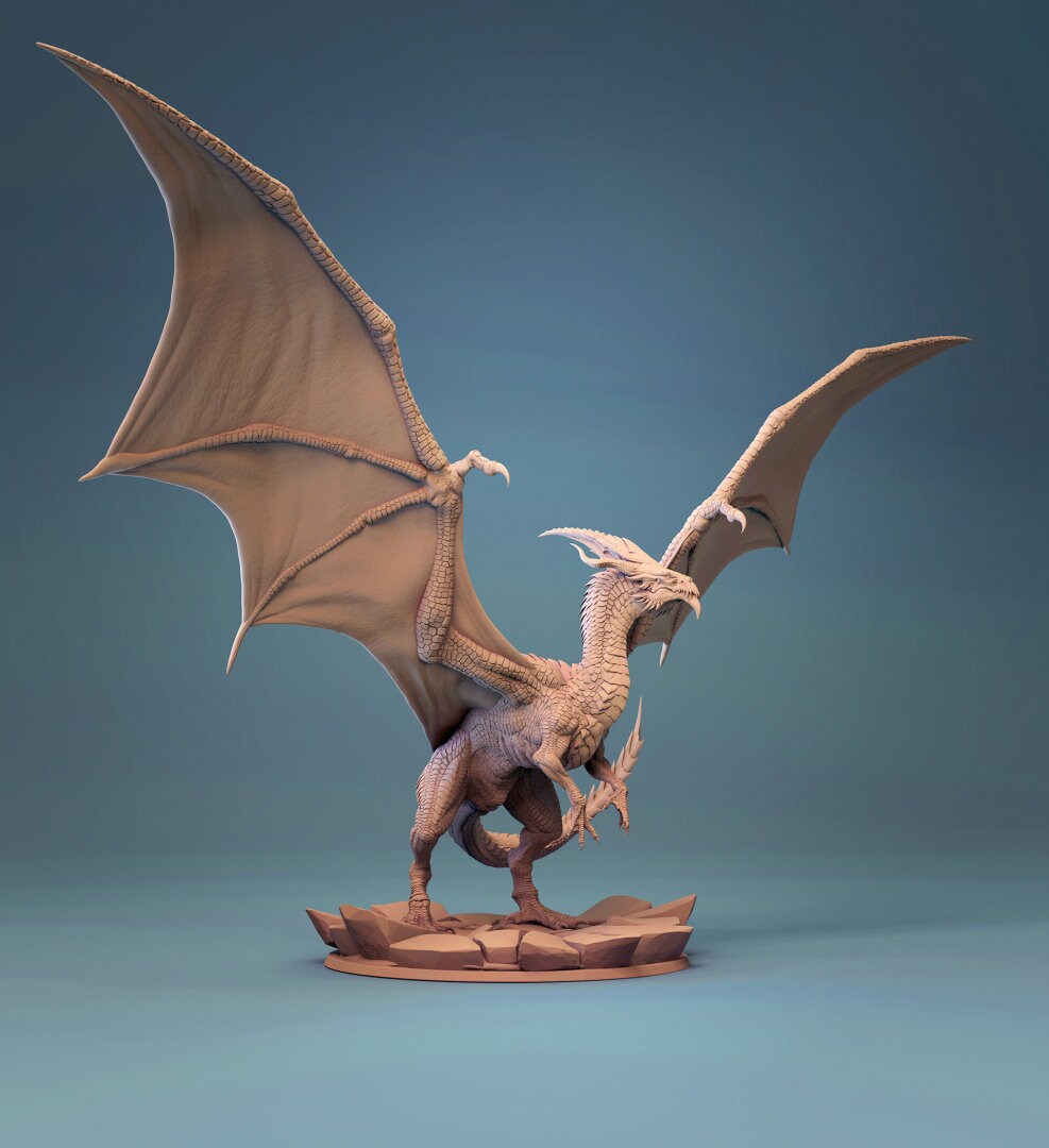 Ancient White Dragon Miniature | Tabletop RPG Miniature | Rescale Miniature | Roleplaying 3D Printed Fantasy Mini - 3DPrintDen