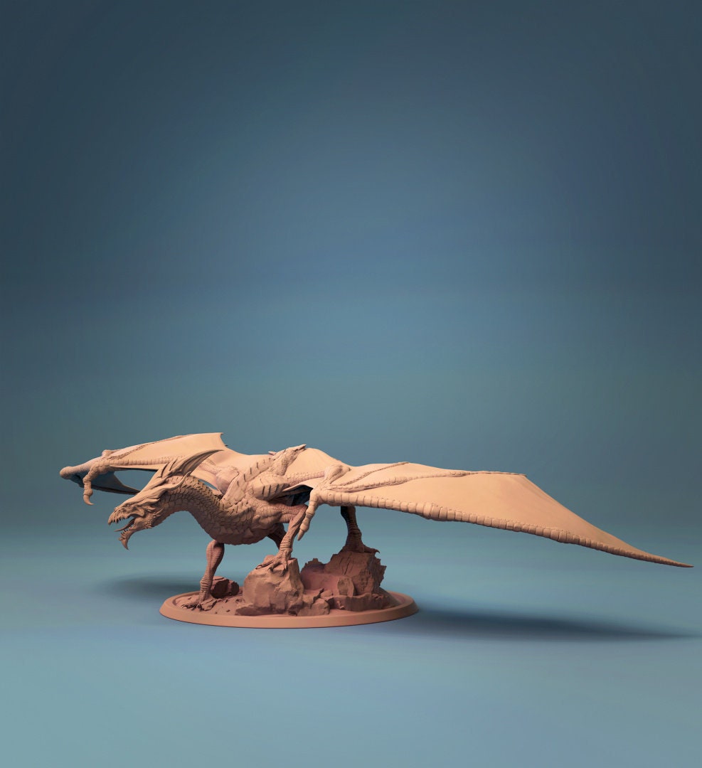 Adult White Dragon Miniature | Tabletop RPG Miniature | Rescale Miniature | Roleplaying 3D Printed Fantasy Mini - 3DPrintDen