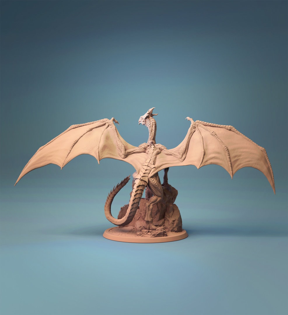 Young White Dragon | Tabletop RPG Miniature | Rescale Miniature | Roleplaying 3D Printed Fantasy Mini - 3DPrintDen