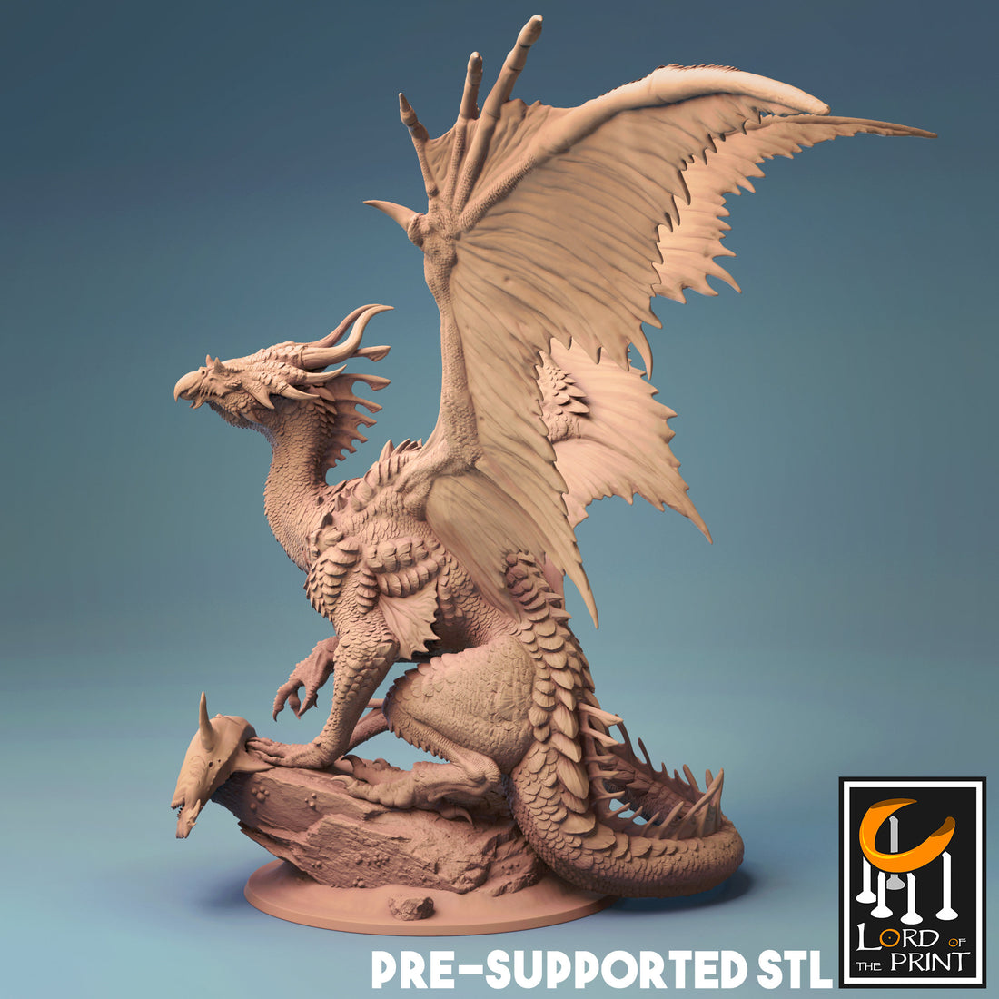 Bronze Dragon Miniature | Tabletop RPG Miniature | Rescale Miniature | Roleplaying 3D Printed Fantasy Mini - 3DPrintDen