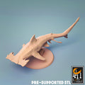 Hammerhead Shark Miniature | Tabletop RPG Miniature | Rescale Miniature | Roleplaying 3D Printed Fantasy Mini - 3DPrintDen