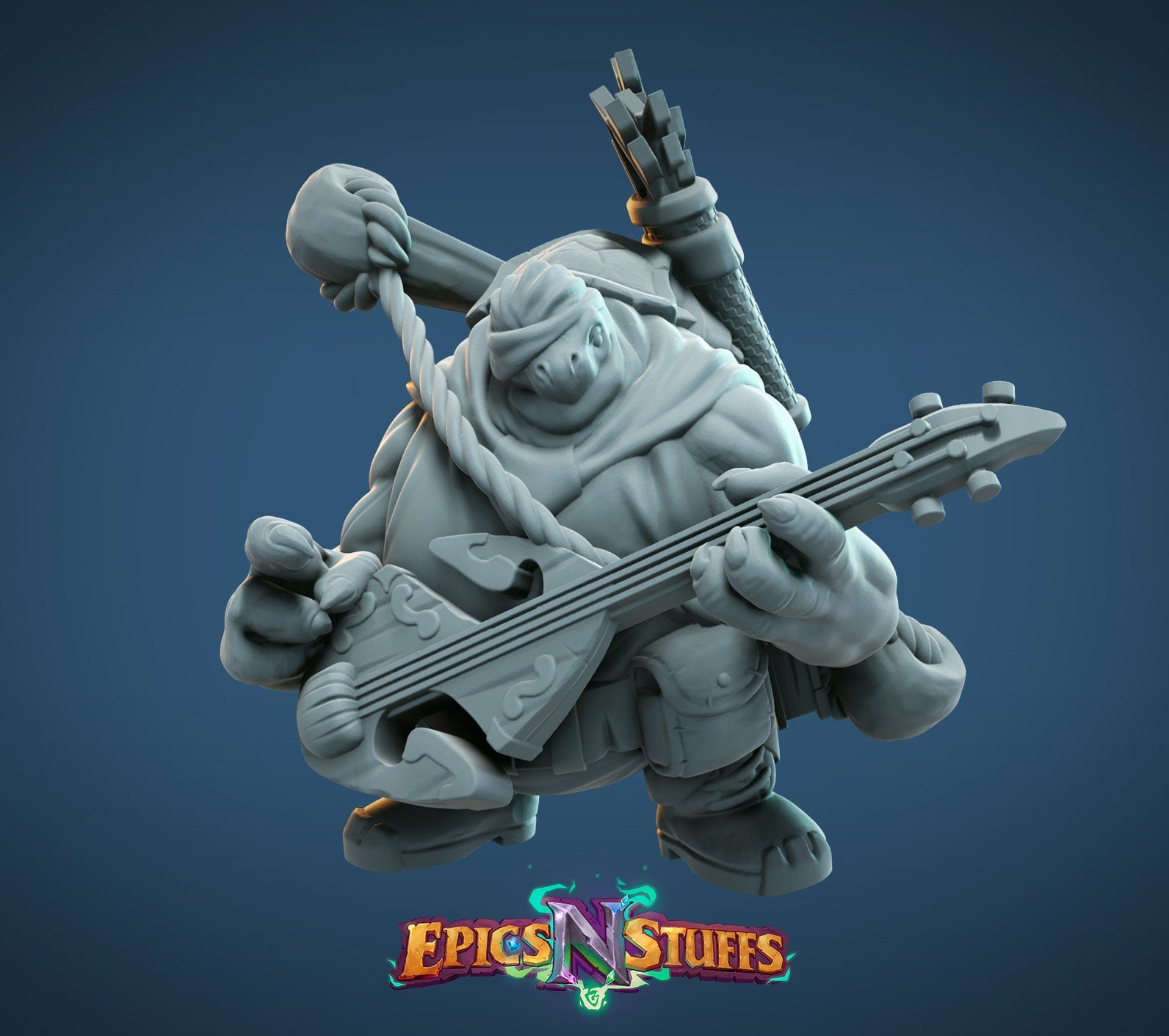 Tortle Bard Miniature | Tabletop RPG Miniature | Epic 'N' Stuff | Roleplaying 3D Printed Fantasy Mini - 3DPrintDen