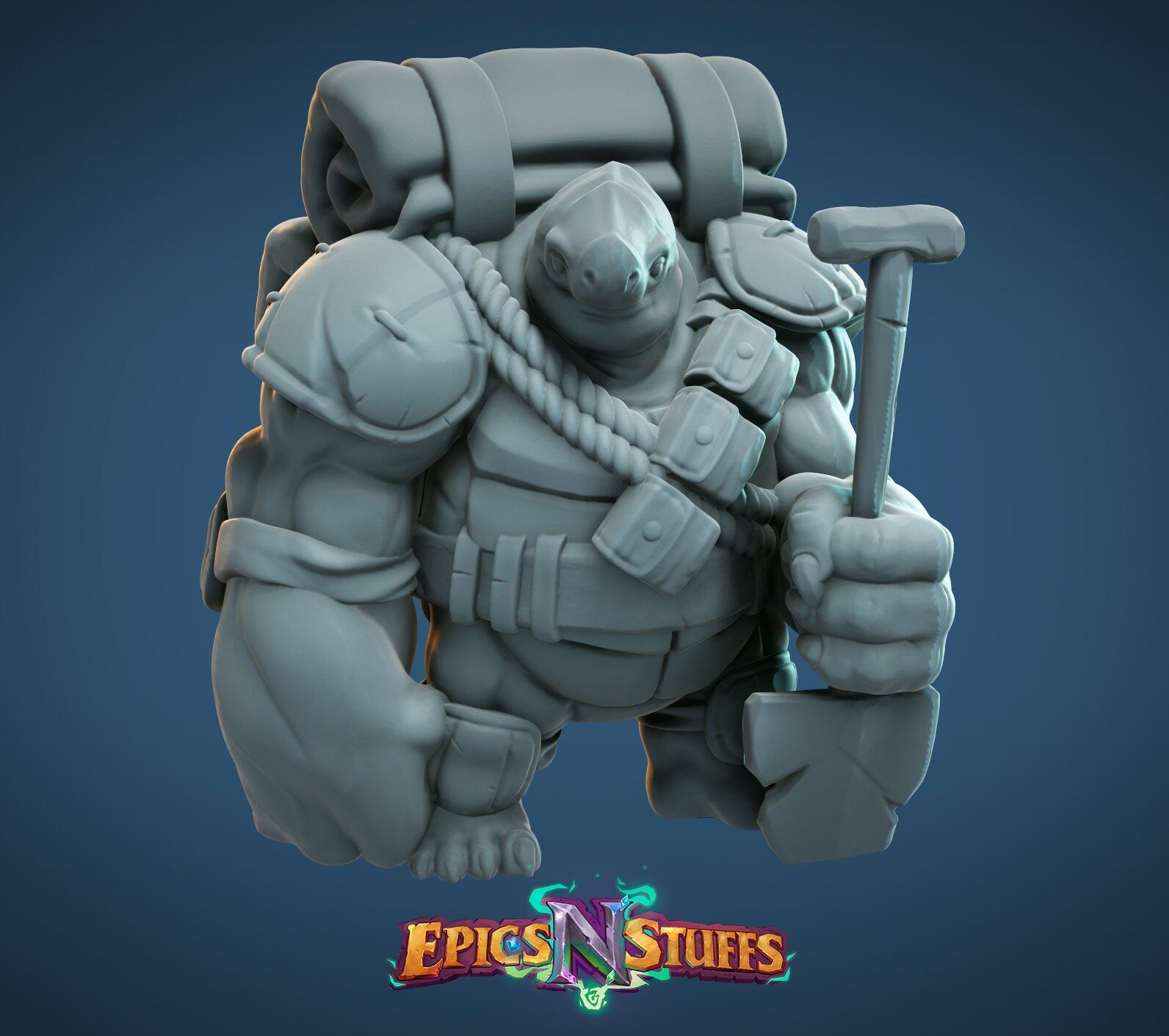 Tortle Adventurer Miniature | Tabletop RPG Miniature | Epic 'N' Stuff | Roleplaying 3D Printed Fantasy Mini - 3DPrintDen