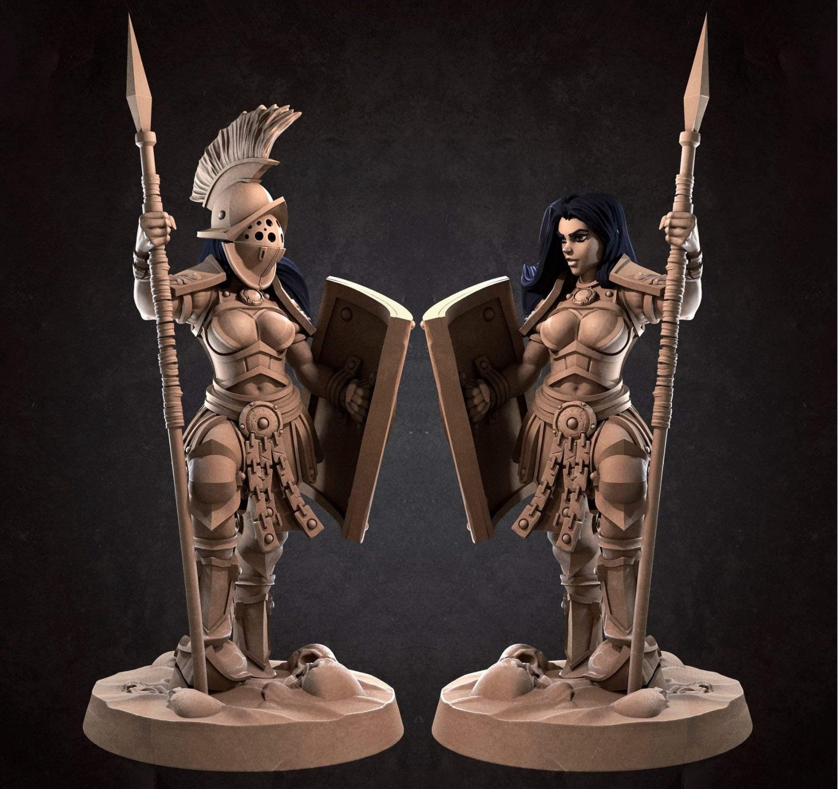 Female Gladiator Miniature, Kalista | Tabletop RPG Miniature | Bite the Bullet | Roleplaying 3D Printed Fantasy Mini - 3DPrintDen