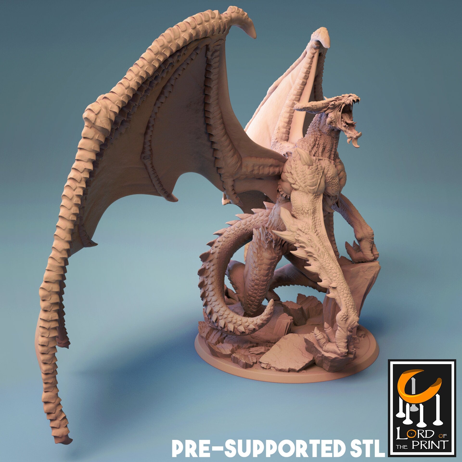 Bat Dragon Miniature | Tabletop RPG Miniature | Rescale Miniature | Roleplaying 3D Printed Fantasy Mini - 3DPrintDen