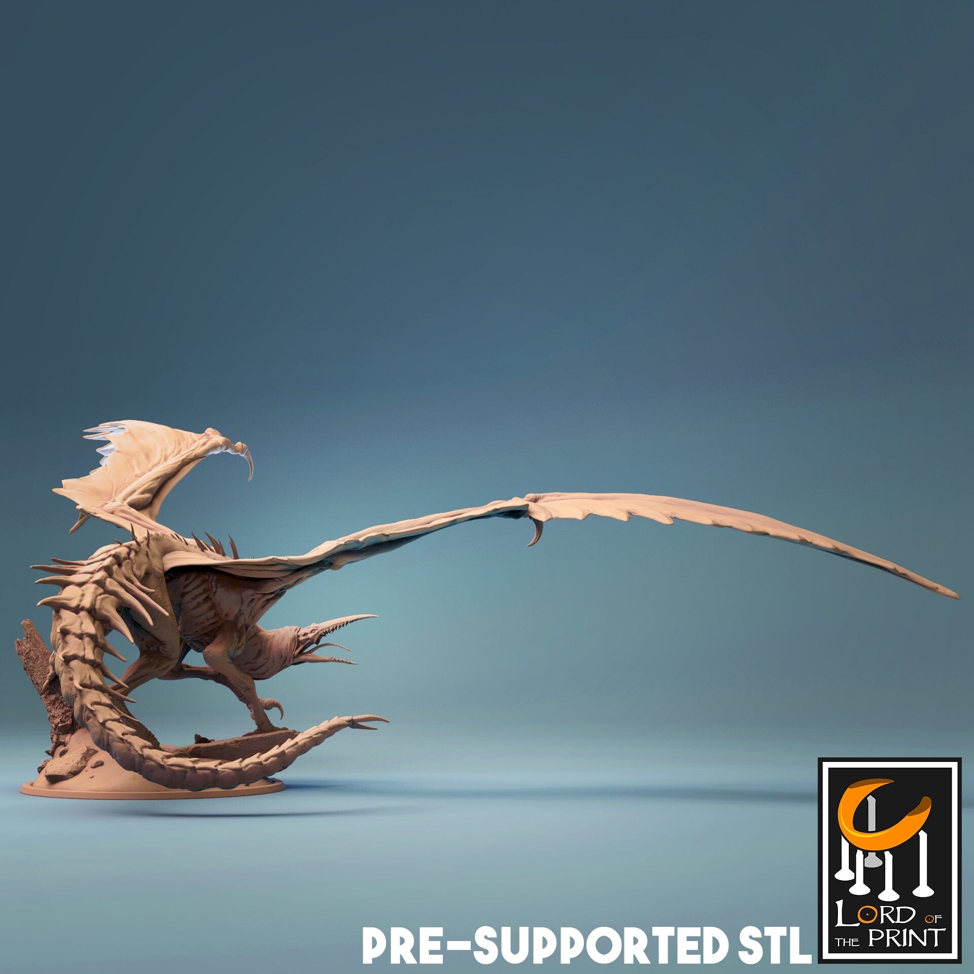 Blood Sucker Dragon Miniature | Tabletop RPG Miniature | Rescale Miniature | Roleplaying 3D Printed Fantasy Mini - 3DPrintDen