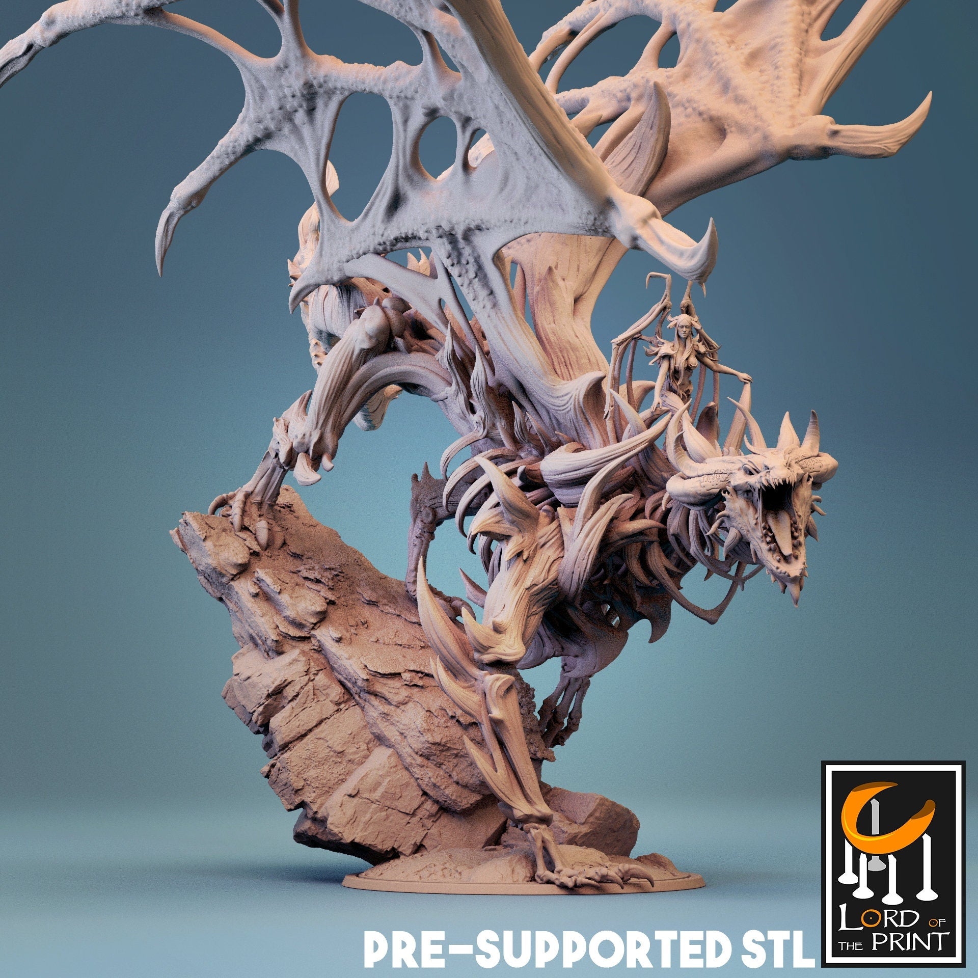 Undead Dragon Miniature | Tabletop RPG Miniature | Rescale Miniature | Roleplaying 3D Printed Fantasy Mini - 3DPrintDen