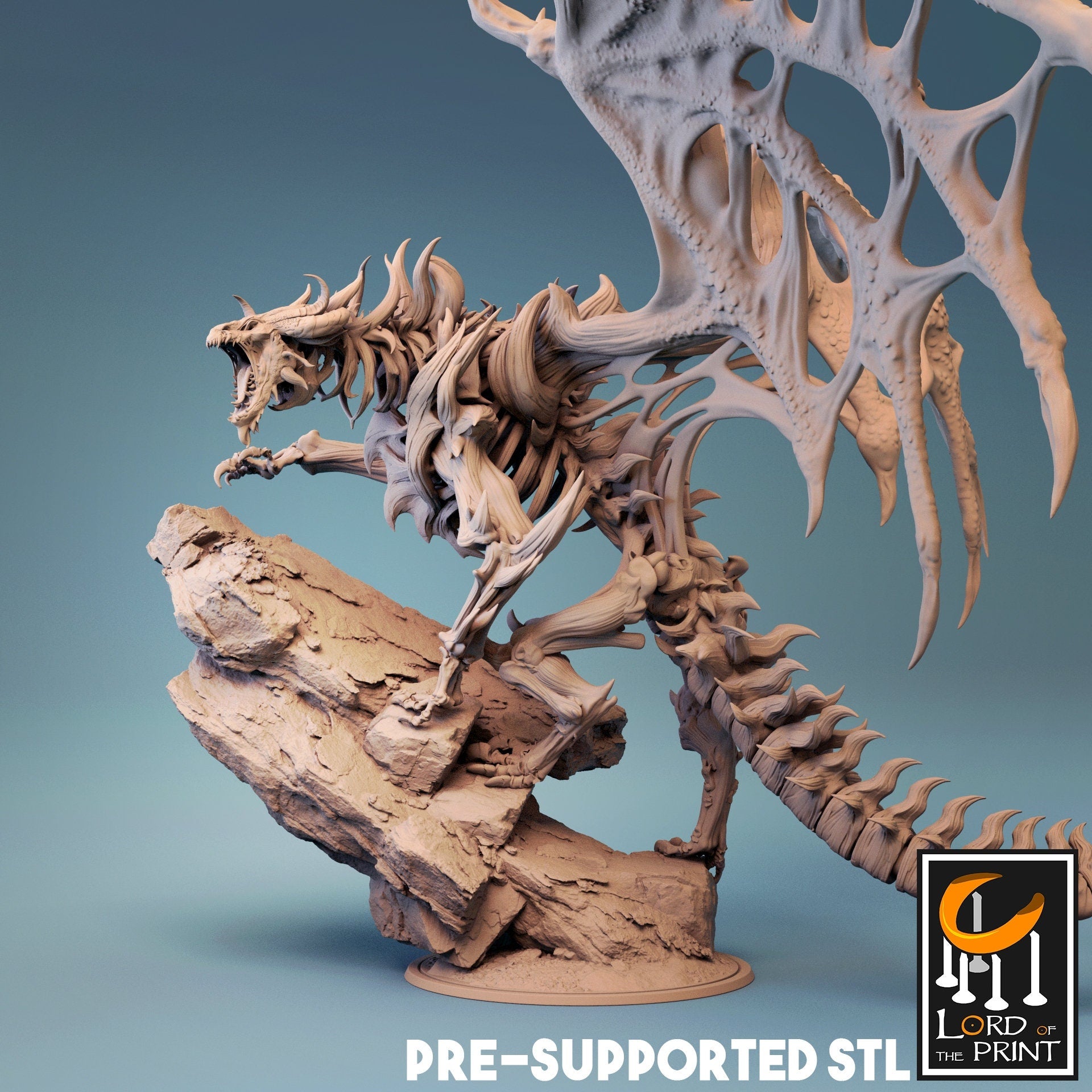 Undead Dragon Miniature | Tabletop RPG Miniature | Rescale Miniature | Roleplaying 3D Printed Fantasy Mini - 3DPrintDen