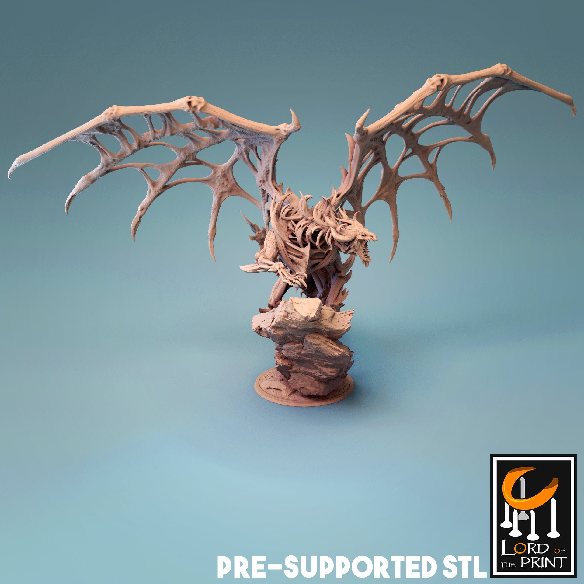 Undead Dragon Miniature | Tabletop RPG Miniature | Rescale Miniature | Roleplaying 3D Printed Fantasy Mini - 3DPrintDen