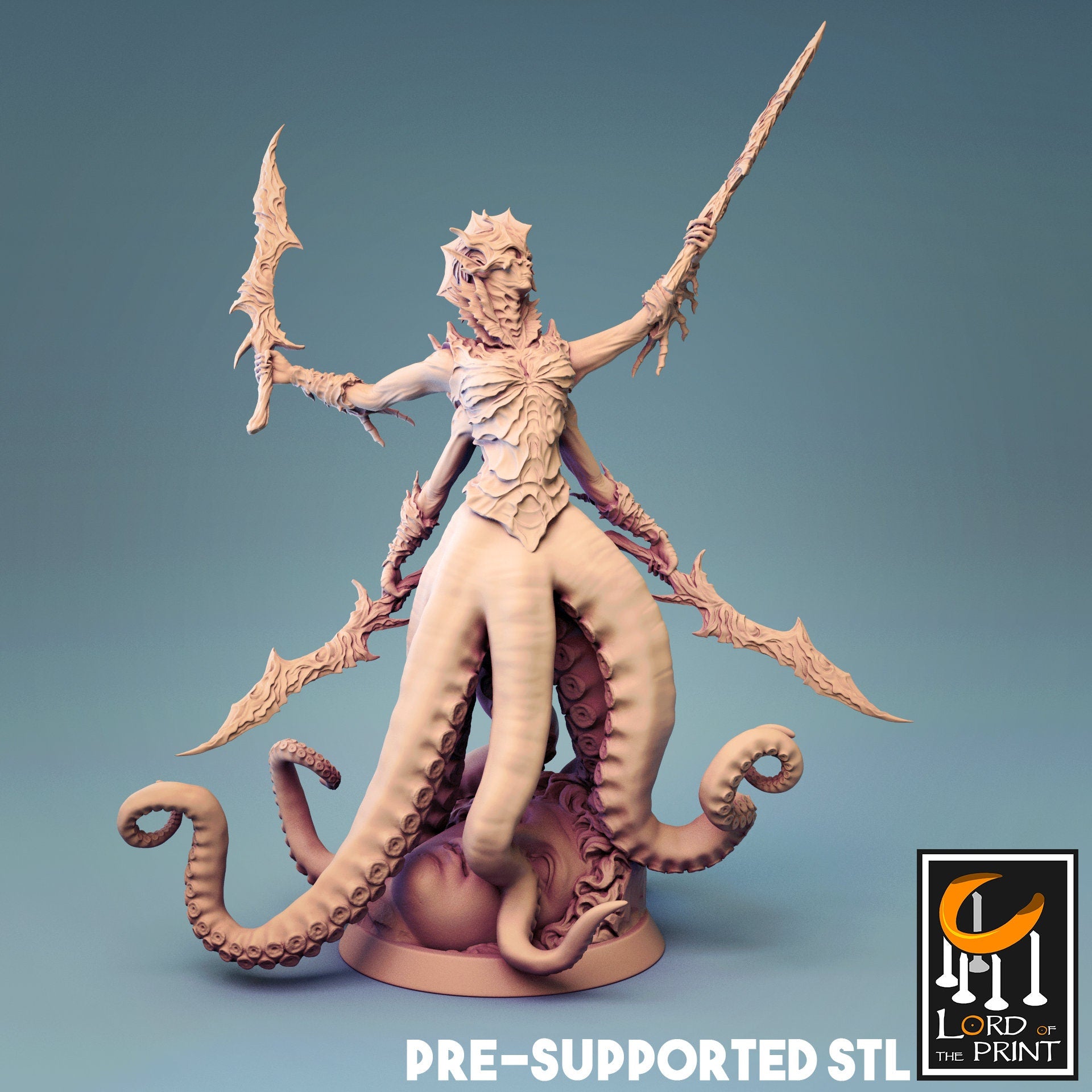 Female Sea Guardian | Tabletop RPG Miniature | Rescale Miniature | Roleplaying 3D Printed Fantasy Mini - 3DPrintDen