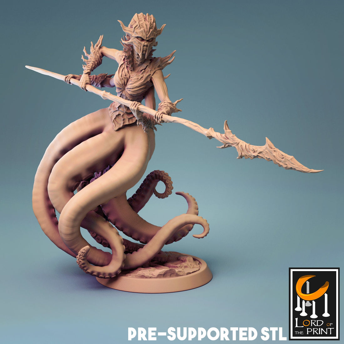 Female Sea Guardian | Tabletop RPG Miniature | Rescale Miniature | Roleplaying 3D Printed Fantasy Mini - 3DPrintDen