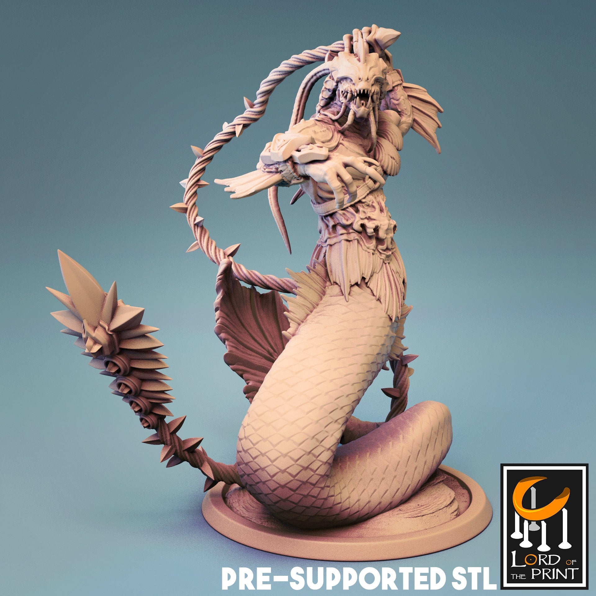 Sea Triton Miniature | Tabletop RPG Miniature | Rescale Miniature | Roleplaying 3D Printed Fantasy Mini - 3DPrintDen