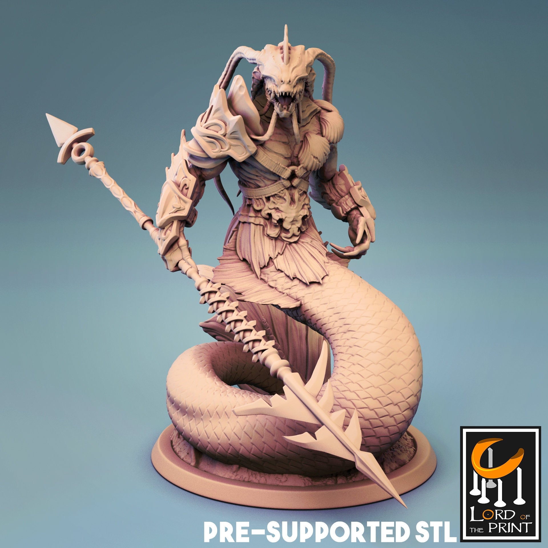 Sea Triton Miniature | Tabletop RPG Miniature | Rescale Miniature | Roleplaying 3D Printed Fantasy Mini - 3DPrintDen